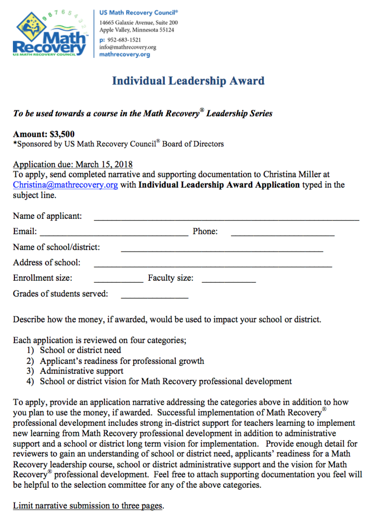 Individual Leadership Award